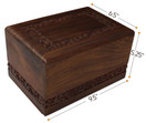 Bogati Hand Carved Rosewood Urn with Edge Design, Solid Rosewood, XL