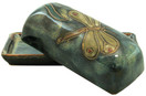 Mara Stoneware Collectible Butter Dish with Lid, Mexican Pottery, Blue with Dragonfly Design