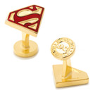 DC Comics Gold Enamel Superman Shield Cufflinks,  Officially Licensed