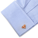 DC Comics Gold Enamel Superman Shield Cufflinks,  Officially Licensed