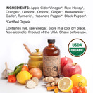Fire Cider, Apple Cider Vinegar Tonic with Honey, Original Flavor, Pure and Raw, All Certified Organic Ingredients, Not Heat Processed, Not Pasteurized, Paleo, Keto, 128 Shots