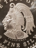 1 oz .999 Aztec Calendar Stone, Eagle Warrior Emperor of Tenochtitlan New, Silver