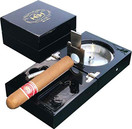 H&H The Compact Cigar Ashtray with Cigar Cutter and Punch, Ebony H&H The Compact Cigar Ashtray with Cigar Cutter and Punch, Ebony