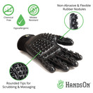 Handson Pet Grooming Gloves - #1 Ranked, Award Winning Shedding, Bathing, & Hair Remover Gloves - Gentle Brush for Cats, Dogs, and Horses (Black, Large)