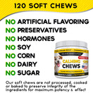 STRELLALAB Hemp Calming Treats for Dogs - 120 Soft Chews - Made in USA with Hemp Oil - Dog Anxiety Relief - Natural Separation Aid - Stress Relief - Fireworks - Storms - Aggressive Behavior - Barking