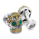 Ox and Bull Trading Co. Sterling Silver and Gold Day of The Dead Skull Cufflinks