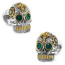  Ox and Bull Trading Co. Sterling Silver and Gold Day of The Dead Skull Cufflinks