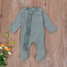 Newborn Baby Boy Girl Footed Pajamas Long Sleeve Zipper Romper Ribbed Jumpsuit Sleepwear One Piece Clothes