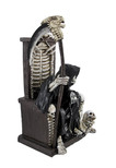 DWK - Dark Master - Grim Reaper Skeleton on Throne with Pet and Scythe Collectible Gothic Fantasy Figurine Statue Halloween Death Sculpture Home Décor Accent, 10-inch