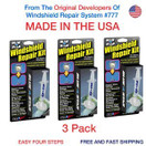 JAAGS - 3 Pack Blue-Star Fix Your Windshield Do It Yourself Windshield Repair Kits, Glass Repair Kit Stone Damage Chip Model # 777