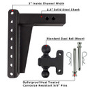 BulletProof Hitches 2.5" Adjustable Heavy Duty (22,000lb) 10" Drop/Rise Trailer Hitch with 2" & 2 5/16" Dual Ball (Black Textured Powder Coat, Solid Steel)