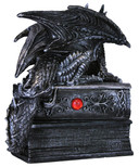 DWK 8" Guardian of Bibliophiles Decorative Medieval Gothic Dragon Trinket Stash Box Statue with Magical Hidden Book Secret Storage Compartment for Fantasy Home Decor