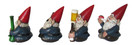 DWK 4" Happy Time Bunch Set of Four (4) Mini Gnomes with Bong Wine Beer and Pipe Party Favor Figurine Decor for Home & Office