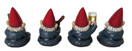 DWK 4" Happy Time Bunch Set of Four (4) Mini Gnomes with Bong Wine Beer and Pipe Party Favor Figurine Decor for Home & Office