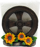 DWK 6" Country Diner Rooster with Wagon Wheel Farm Barrel and Sunflowers Napkin Holder with Salt & Pepper Shaker Set for Kitchen Dining Decor