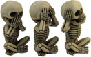 DWK 4-inch Morbid Morals See Hear Speak No Evil Mini Skeleton Figurines Macabre for Halloween Gothic Home Decor (Set of 3)