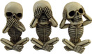 DWK 4-inch Morbid Morals See Hear Speak No Evil Mini Skeleton Figurines Macabre for Halloween Gothic Home Decor - 3 Sets