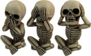 DWK 4-inch Morbid Morals See Hear Speak No Evil Mini Skeleton Figurines Macabre for Halloween Gothic Home Decor - 3 Sets