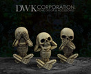 DWK 4-inch Morbid Morals See Hear Speak No Evil Mini Skeleton Figurines Macabre for Halloween Gothic Home Decor - 3 Sets