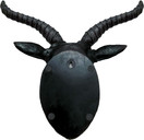 DWK - Lucifer - Baphomet Ceremonial Horned Black Sabbatic Goat Life-Size Realistic Faux Taxidermy Satanic Rites Evil Demonic Pagan Wall Art Sculpture Home Decor Accent, 18-inch