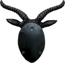 DWK - Lucifer Baphomet Ceremonial Horned Black Sabbatic Goat Life-Size Realistic Faux Taxidermy Satanic Rites Evil Demonic Pagan Wall Art Sculpture Home Decor Accent 18inch