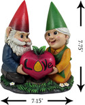 DWK - Watch Our Love Grow - Adorable Hand Painted Gnome Couple with Heart Shaped Love Root Vegetable Radish Home Patio & Garden Decor Accent, 7.75-inch