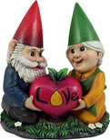 DWK - Watch Our Love Grow - Adorable Hand Painted Gnome Couple with Heart Shaped Love Root Vegetable Radish Home Patio & Garden Decor Accent, 7.75-inch