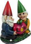 DWK - Watch Our Love Grow - Adorable Hand Painted Gnome Couple w/ Heart Shaped Love Root Vegetable Radish Home Patio & Garden Decor Accent, 7.75"