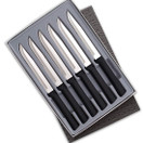 Rada Cutlery Utility Steak Knives Gift Set Stainless Steel Knife Made in the USA, Set of 6, Black Handle