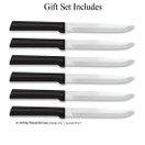 Rada Cutlery Utility Steak Knives Gift Set Stainless Steel Knife Made in the USA, Set of 6, Black Handle