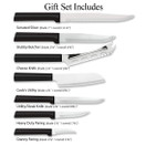 Rada Cutlery Knives Gift Set Stainless Blades Steel Resin, Set of 7, 11 1/4 Inches, Black Handle