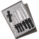 Rada Cutlery Knives Gift Set Stainless Blades Steel Resin, Set of 7, 11 1/4 Inches, Black Handle