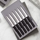 Rada Cutlery Serrated Steak Knife Set – Stainless Steel Knives with Black Stainless Steel Resin Handle, Set of 6