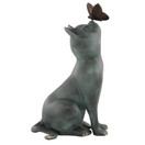 SPI Home Cat & Butterfly Curiosity Garden Statue Dark Gray 7.5" x 10.5" x 15"