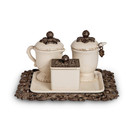 Acanthus Leaf Sugar And Creamer Set with Sweetener Box on Tea Tray (Set of 4)