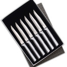 Rada Cutlery Serrated Steak Knife Set – Stainless Steel Knives w/ Black Stainless Steel Resin Handle, Set of 6