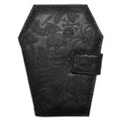  Kreepsville 666 Embossed Skull Coffin Shape Vegan Wallet, Black - Medium