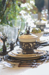 Cream Ceramic Bowl and Lid with Detailed Ornate Acanthus Leaf Motif Base