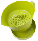 Green Easy Greasy Plastic Strainer with Handle - 3 Pc Colander Set - Ground Beef Grease Strainer (Green)