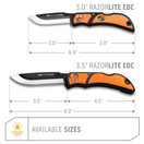 Outdoor Edge 3.5" RazorLite EDC - Replaceable Blade Folding Knife with Pocket Clip and One Hand Opening for Everyday Carry (Orange, 6 Blades)