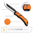 Outdoor Edge 3.5" RazorLite EDC - Replaceable Blade Folding Knife with Pocket Clip and One Hand Opening for Everyday Carry (Orange, 6 Blades)