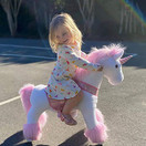 PonyCycle Official Classic U Series Ride on Horse Toy Plush Walking Animal Pink Unicorn Medium Size for Age 4-8 U402