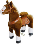 PonyCycle Official Ride-On Horse No Battery No Electricity Mechanical Pony Brown with White Hoof Giddy up Pony Plush Walking Animal for Age 4-9 Years Medium Size - N4151