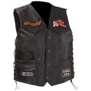 Diamond Plate Ladies Rock Design Genuine Leather Vest with Patches