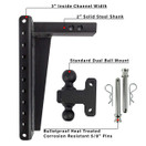 BulletProof Hitches 2.0" Adjustable Heavy Duty (22,000lb Rating) 16" Drop/Rise Trailer Hitch with 2" and 2 5/16" Dual Ball (Black Textured Powder Coat, Solid Steel)