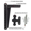 BulletProof Hitches 2.0" Adjustable Heavy Duty (22,000lb Rating) 16" Drop/Rise Trailer Hitch with 2" & 2 5/16" Dual Ball (Black Textured Powder Coat, Solid Steel)