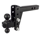 Bulletproof Hitches 2.0" Adjustable Heavy Duty (22,000lb Rating) 4" Drop/Rise Trailer Hitch with 2" & 2 5/16" Dual Ball (Black Textured Powder Coat, Solid Steel)