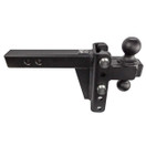Bulletproof Hitches 2.0" Adjustable Heavy Duty (22,000lb Rating) 4" Drop/Rise Trailer Hitch with 2" & 2 5/16" Dual Ball (Black Textured Powder Coat, Solid Steel)