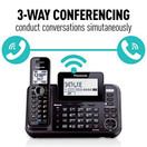 Panasonic 2-Line Cordless Phone System with 1 Handset - Answering Machine, Link2Cell, 3-Way Conference, Call Block, Long Range DECT 6.0, Bluetooth - KX-TG9541B (Black)