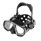 IST ProEar Dive Mask with Ear Covers, Scuba Diving Pressure Equalization Gear, Tempered Glass Twin Lens (Black Silicone)